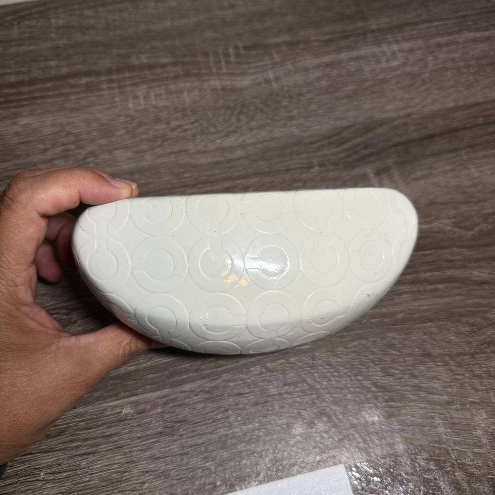 Coach Eyeglass Case Signature Monogram Hard Shell Cream White